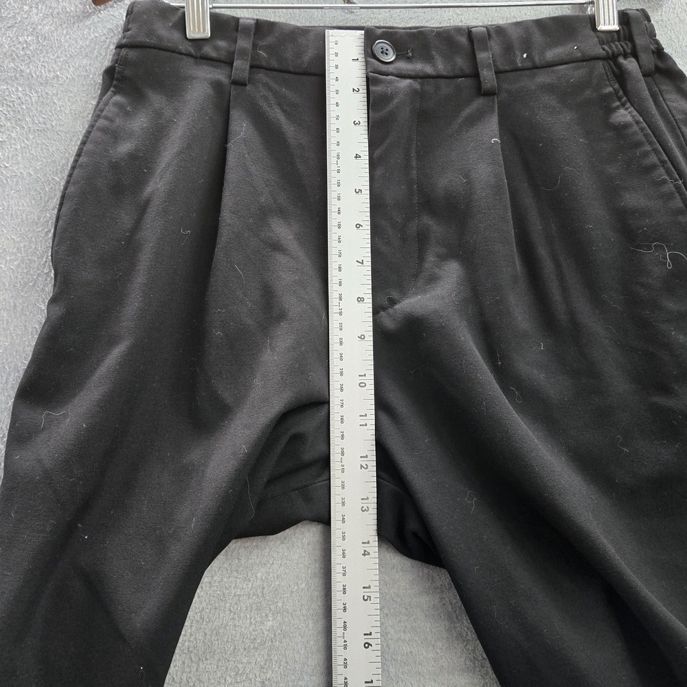 Uniqlo Men Pants M Black Dress Pleated Wide Leg 28" Inseam - Picture 7 of 11